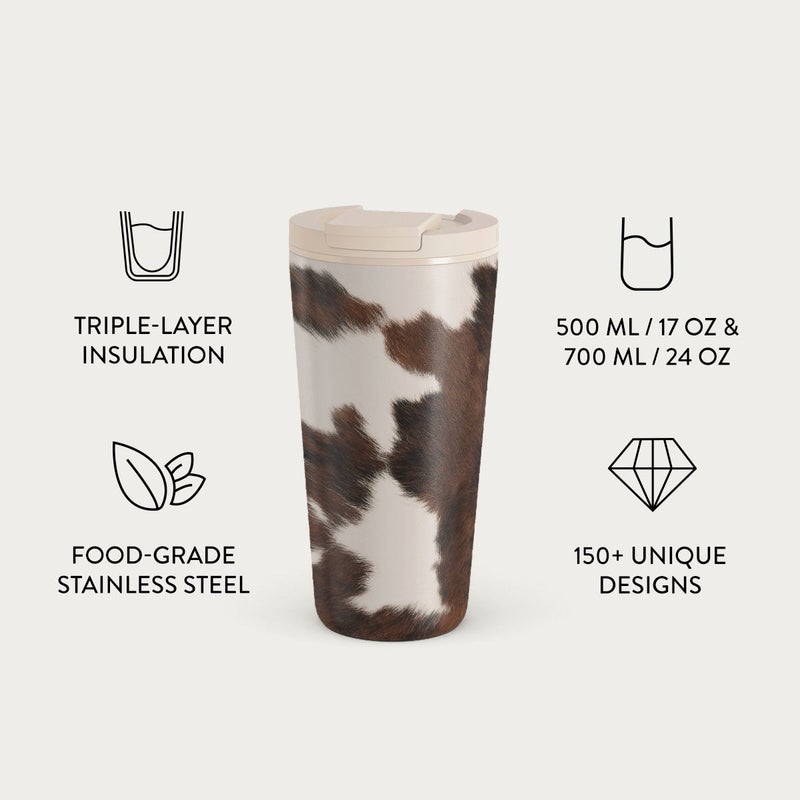 Burga Celestial 700ml Travel Mug Flap & Straw Set Lid Combo – BPA-Free Stainless Steel, Triple-Layer Insulated, Leak-Resistant, Premium Printed Design – Hot & Cold Drinks - Image 2